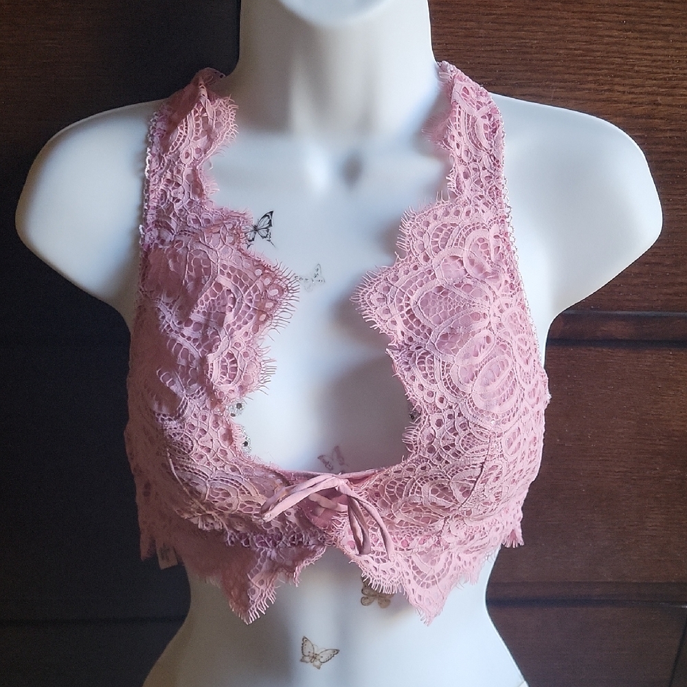 Victoria's Secret Dusty Pink Lace Halter Bralette